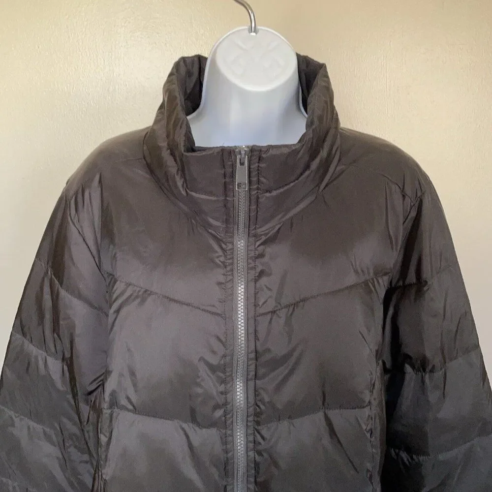 Womens Motto Quilted Puffer Jacket Coat Black Funnel Collar Plus Sz 1X Full Zip - Picture 2 of 8